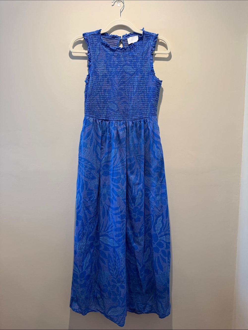 Sugarlips Royal Blue Cotton Smocked Bodice Maxi Dress - M